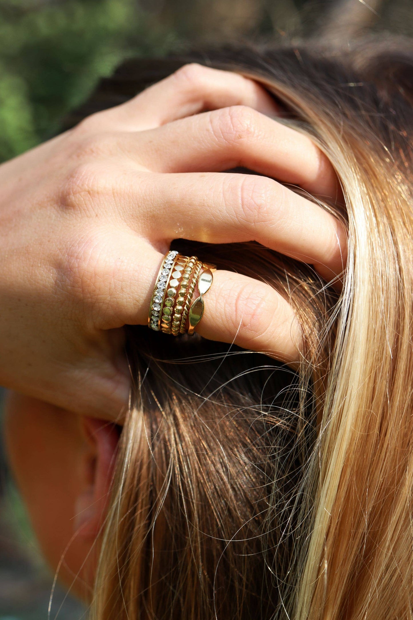 18K Gold PVD CZ Eternity Stainless Steel Ring: April / 5