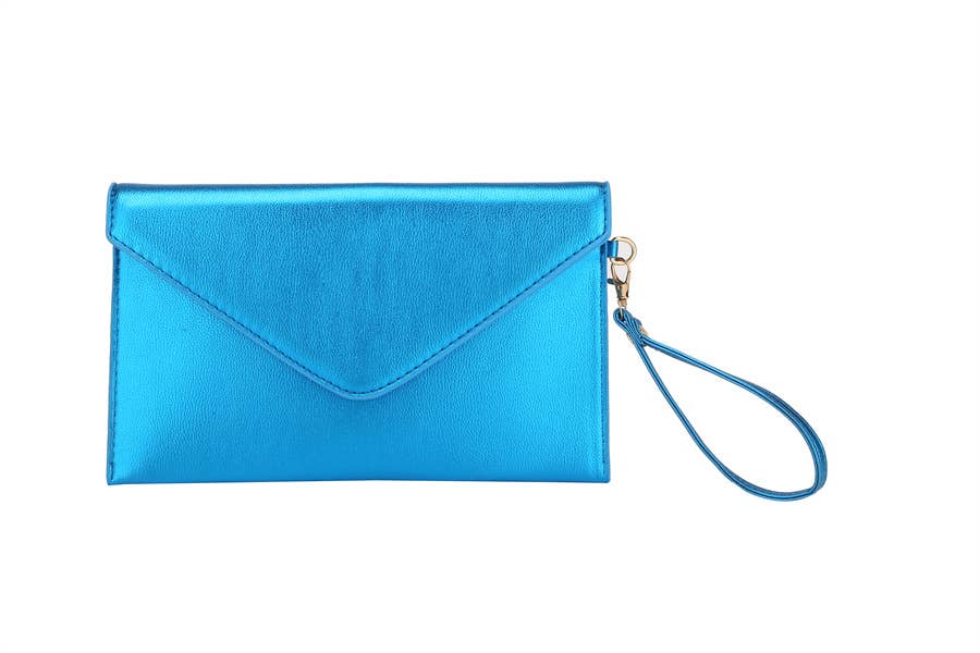 Ladies Smooth Flat Envelope Clutch Evening Handbag: Pink