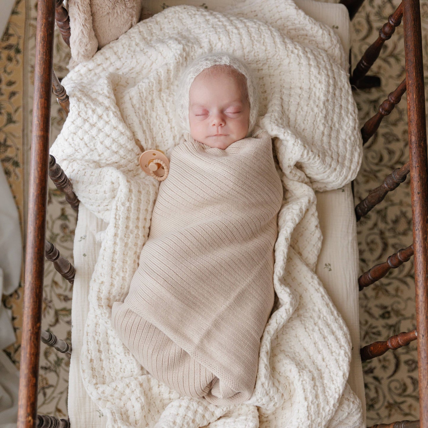NEW! 100% Luxury Organic Cotton Ribbed Baby Swaddle Blanket: Sky Blue