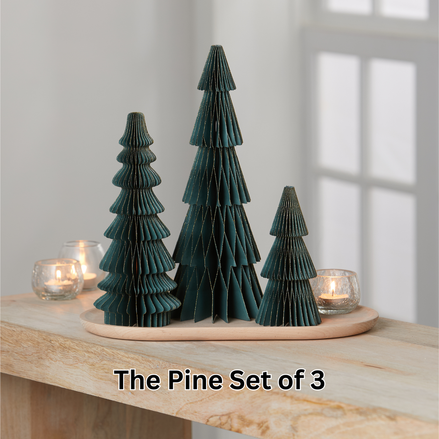 Honeycomb trees, vintage folding paper, Christmas, Winter: Set 5 Neutral