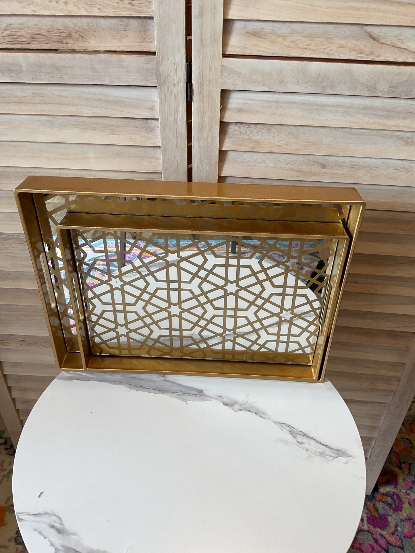 Gold Mirrored Tray Set