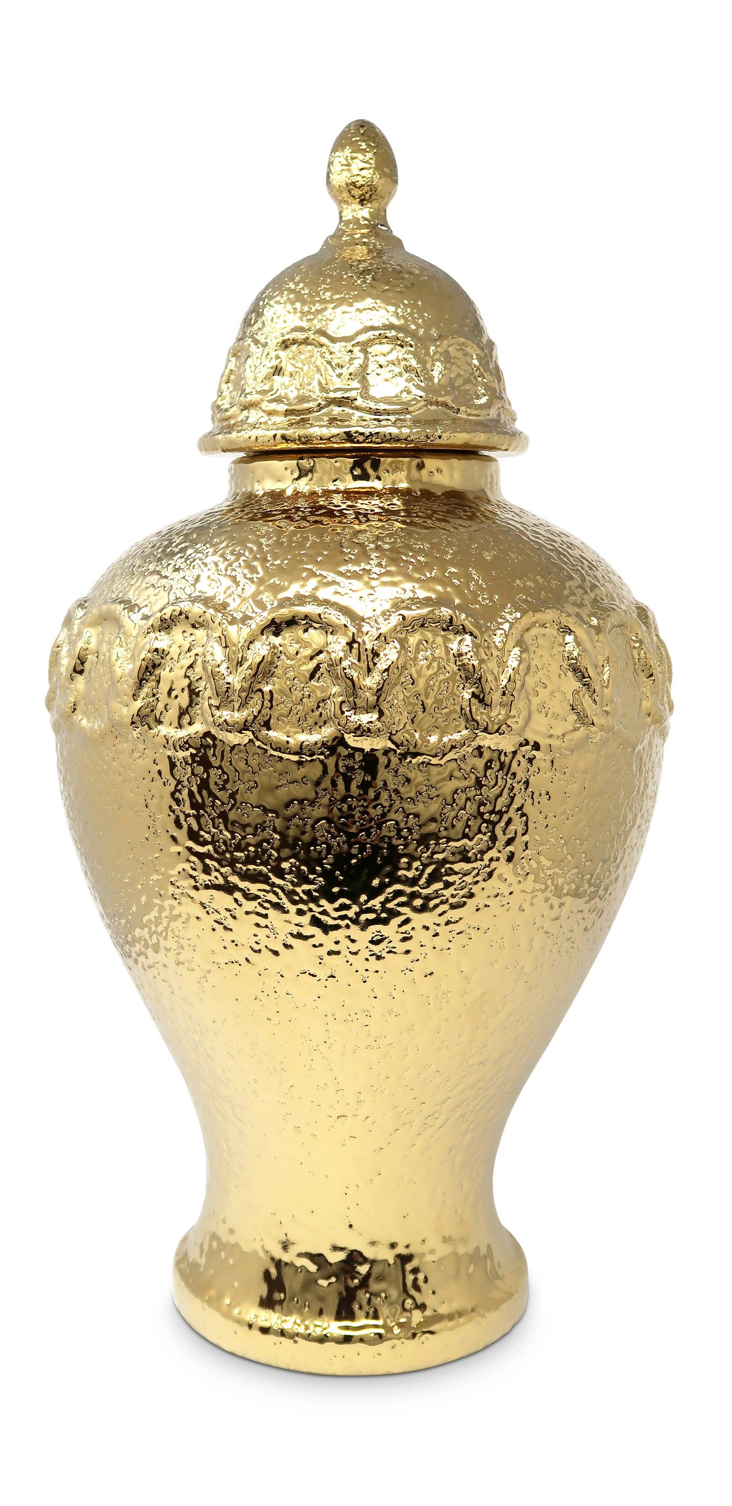 Gold Ginger Jar with Gold Chain Detail: Medium