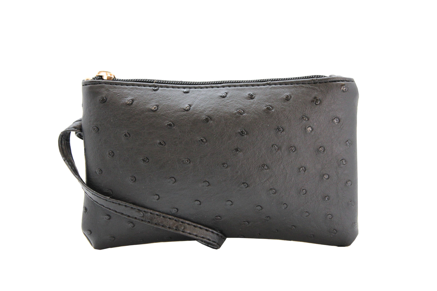 Vibrant Ostrich Wristlet: Camel