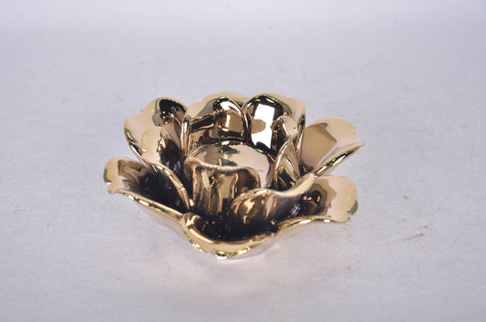 Gold Flower Candle Holder, 5.5"D