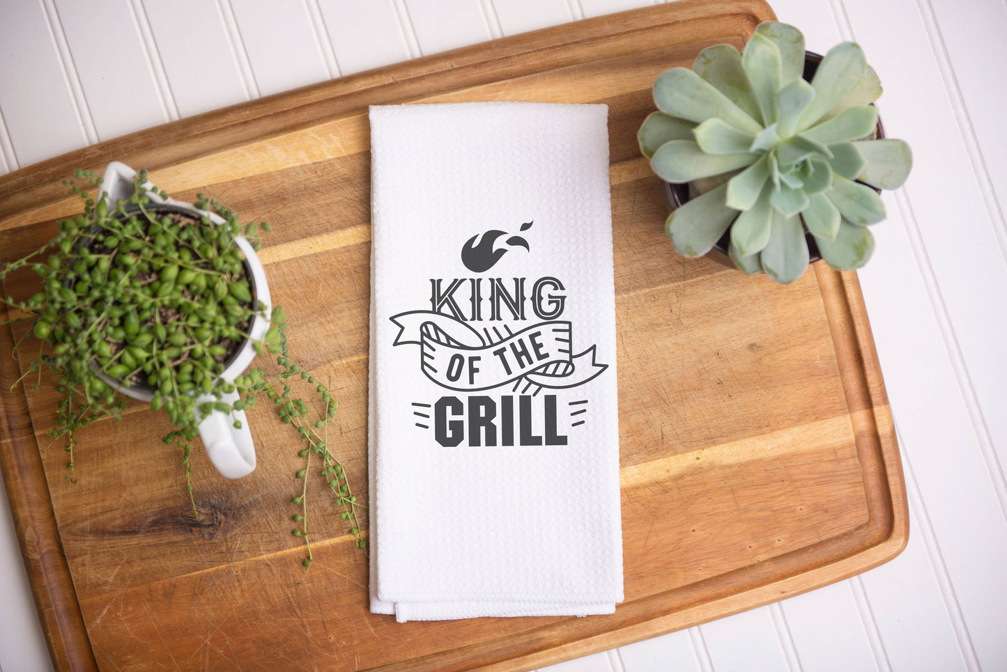 King of the Grill Kitchen Towel, Grilling  Towel, Dish Towel: Transparent Cellophane Sleeve