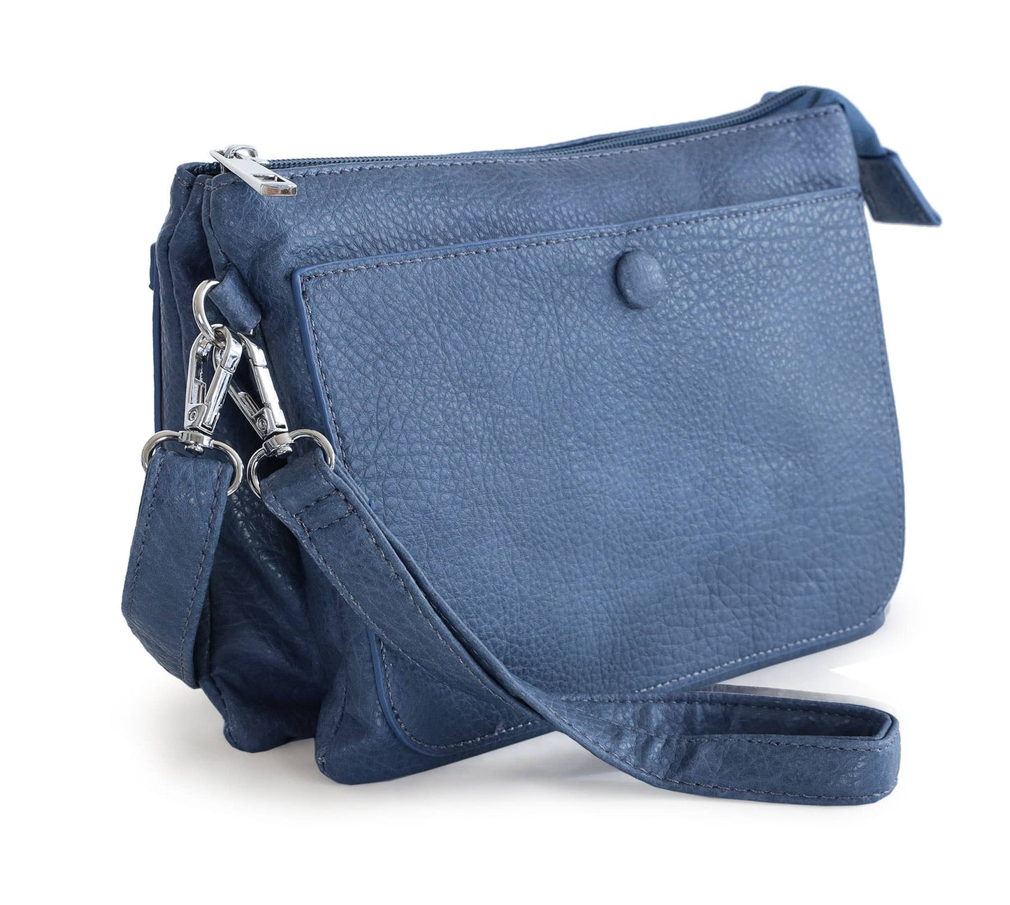 Versatile Vegan Leather Crossbody Bag: Blue