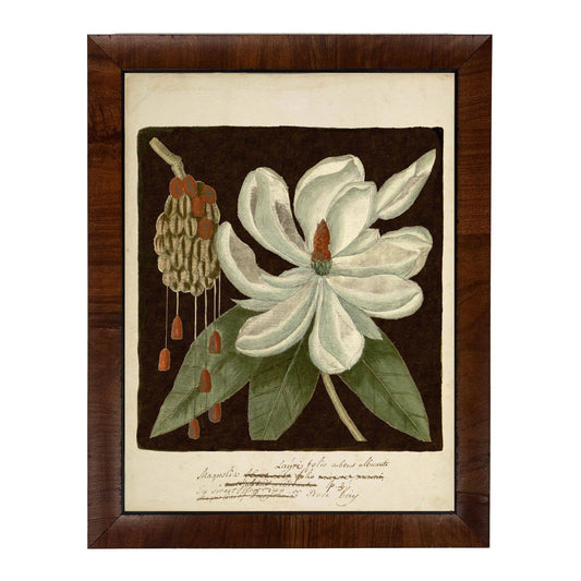 Vintage Floral print F on dark brown background: Shaped Copper & Black Frame 80433 / 8" X 10"