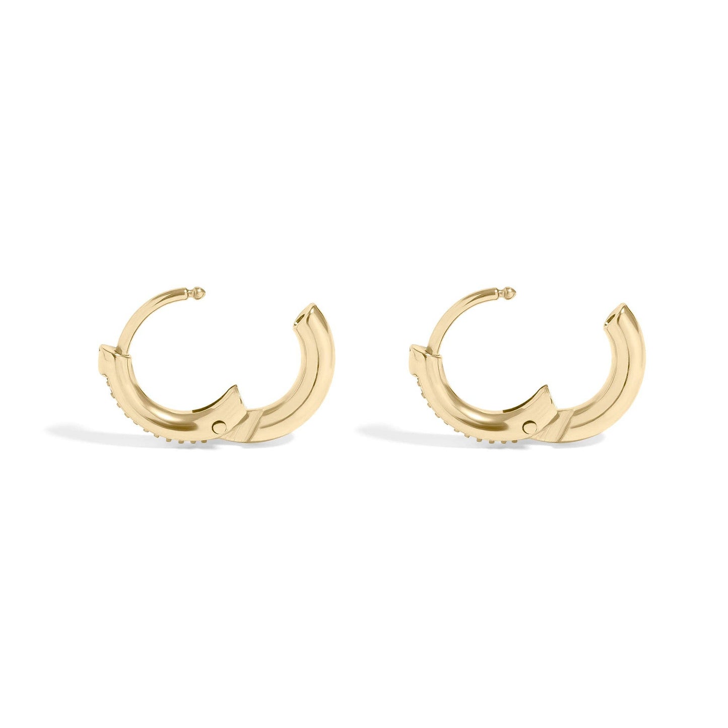 18K Gold PVD Stainless Steel CZ Mini Huggie Earrings: Stainless