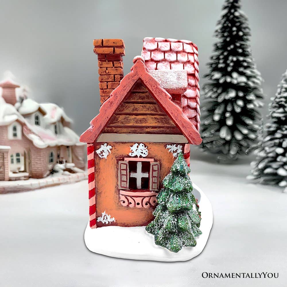 Sparkling Pink Winter Magic LED Gingerbread Home Figurine