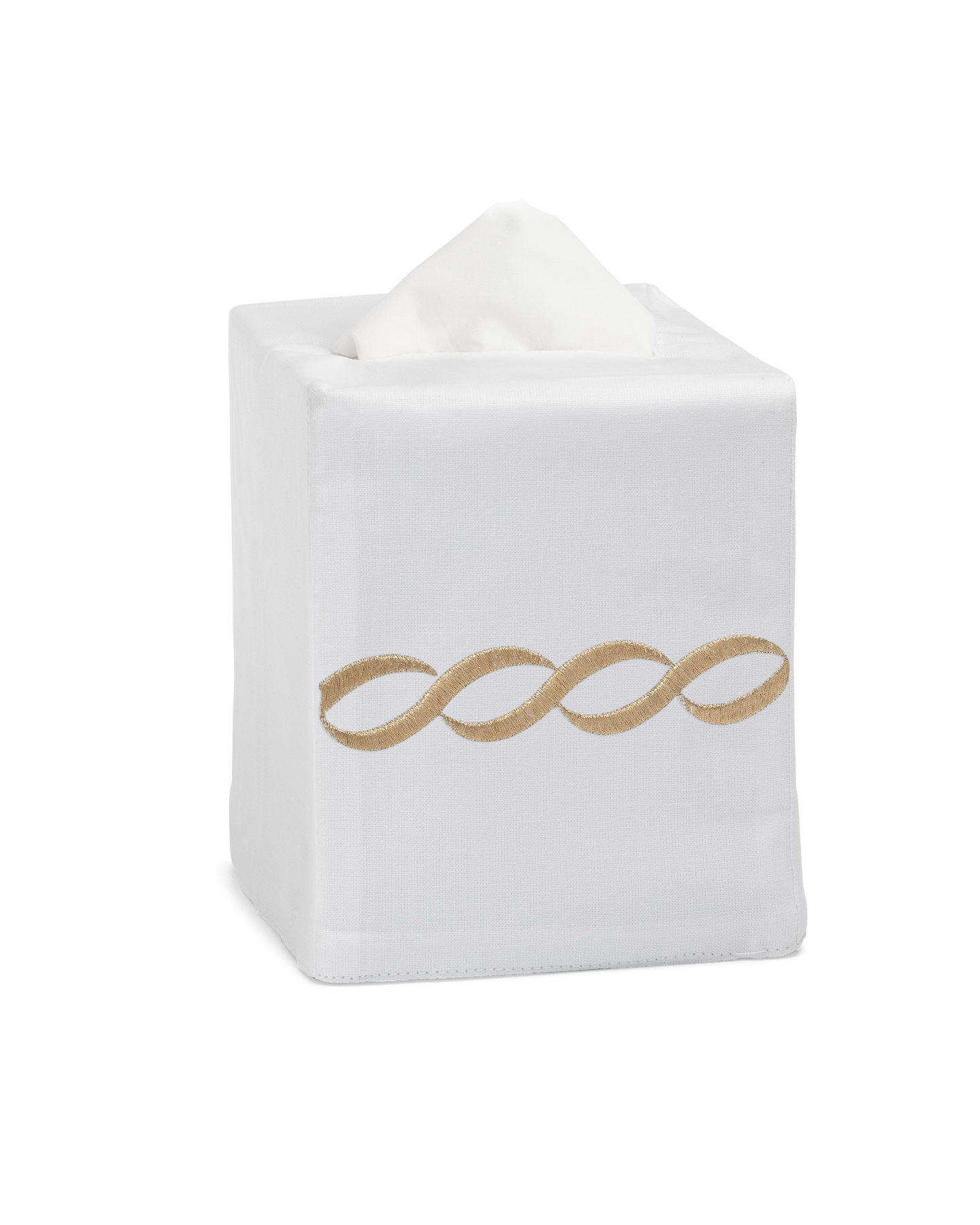 Greenwich Linen Chain Tissue Box Cover: White on White
