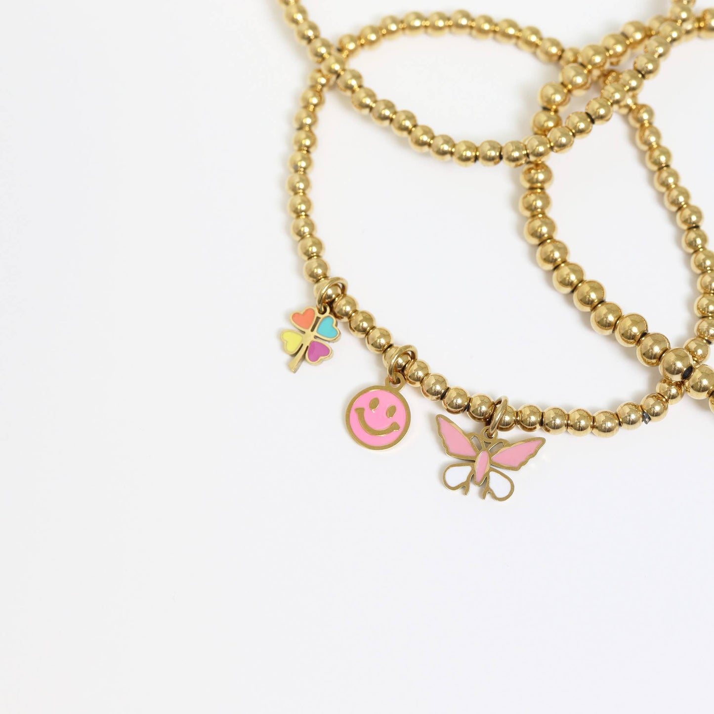 Gold Beaded Stretch Bracelet: 4mm