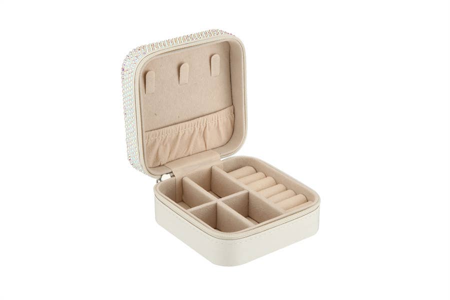Rhinestone Heart Multiple Compartments Jewelry Box