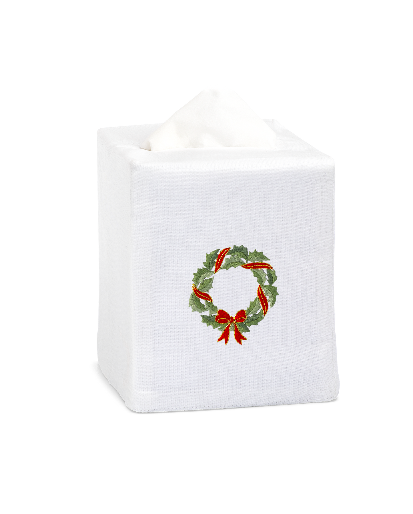Holly Ribbon Wreath Tissue Box Cover