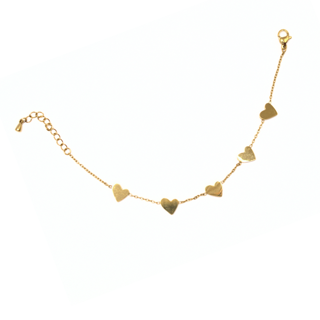 Gold Heart Charm Bracelet | Dainty Non-Tarnish Jewelry