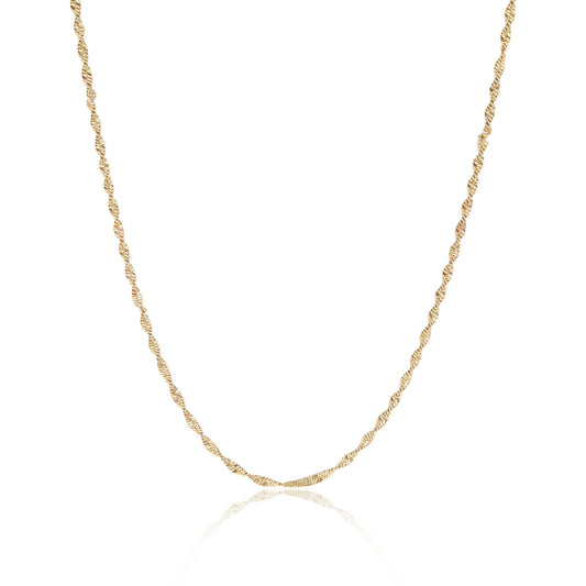 Stainless Steel Gold Singapore Dainty Chain Necklace: Gold / 18+2"