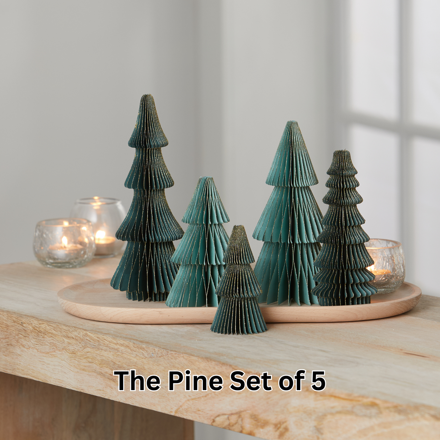 Honeycomb trees, vintage folding paper, Christmas, Winter: Set 5 Neutral