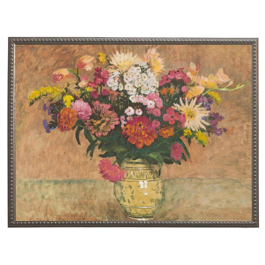 Framed vintage floral oil painting reproduction G: Gold Shadowbox 2440-65 Zf / 20" X 16"