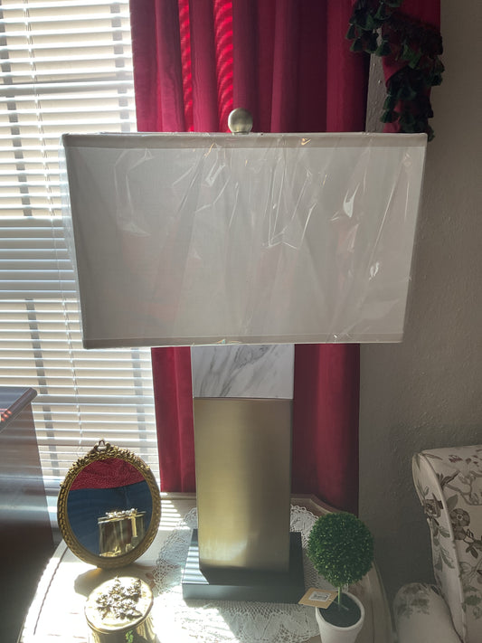 Two-Tone Faux Marble and Gold Table Lamp