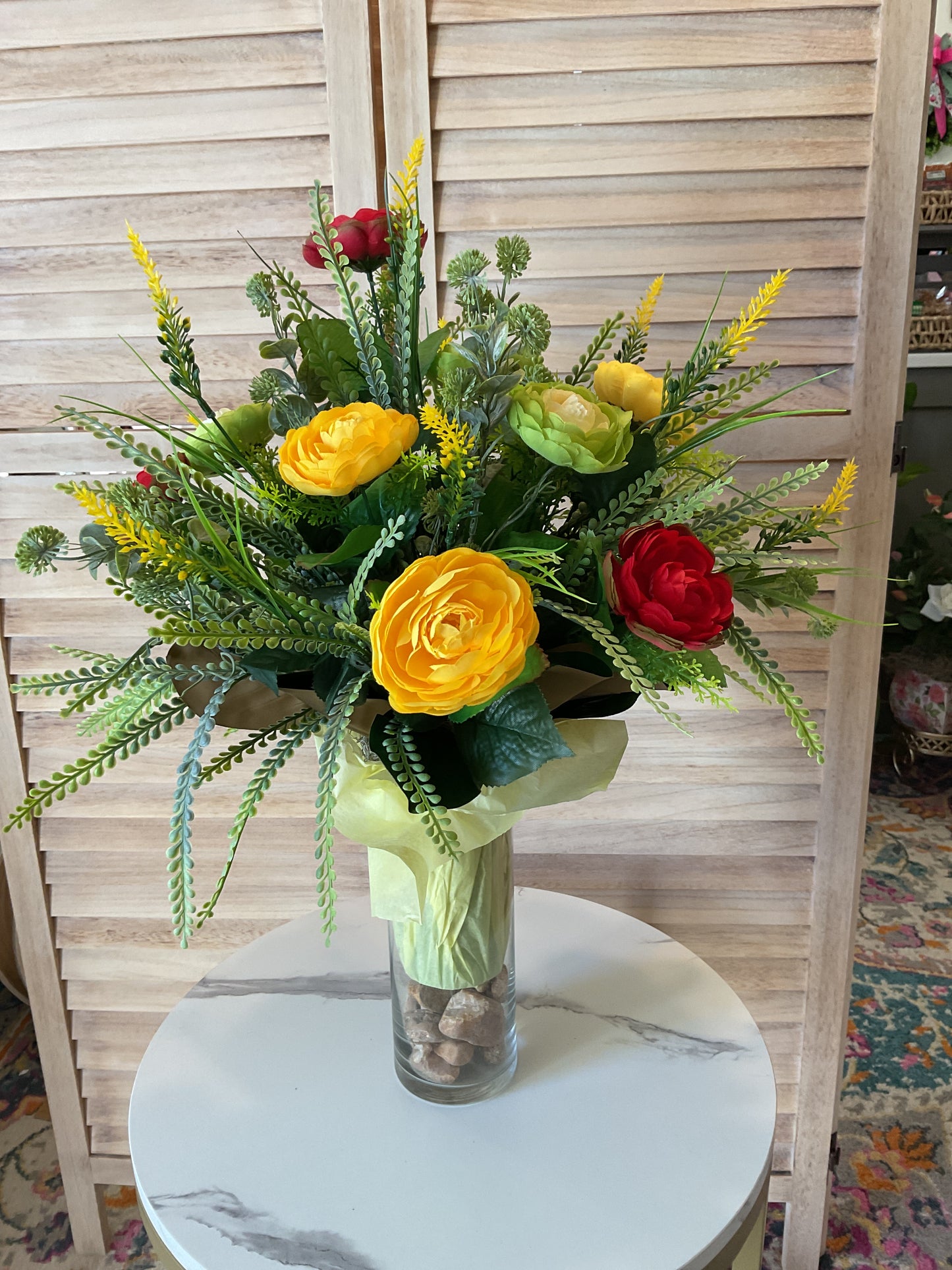 Spring Mix Red and Yellow Cemetery Arrangement