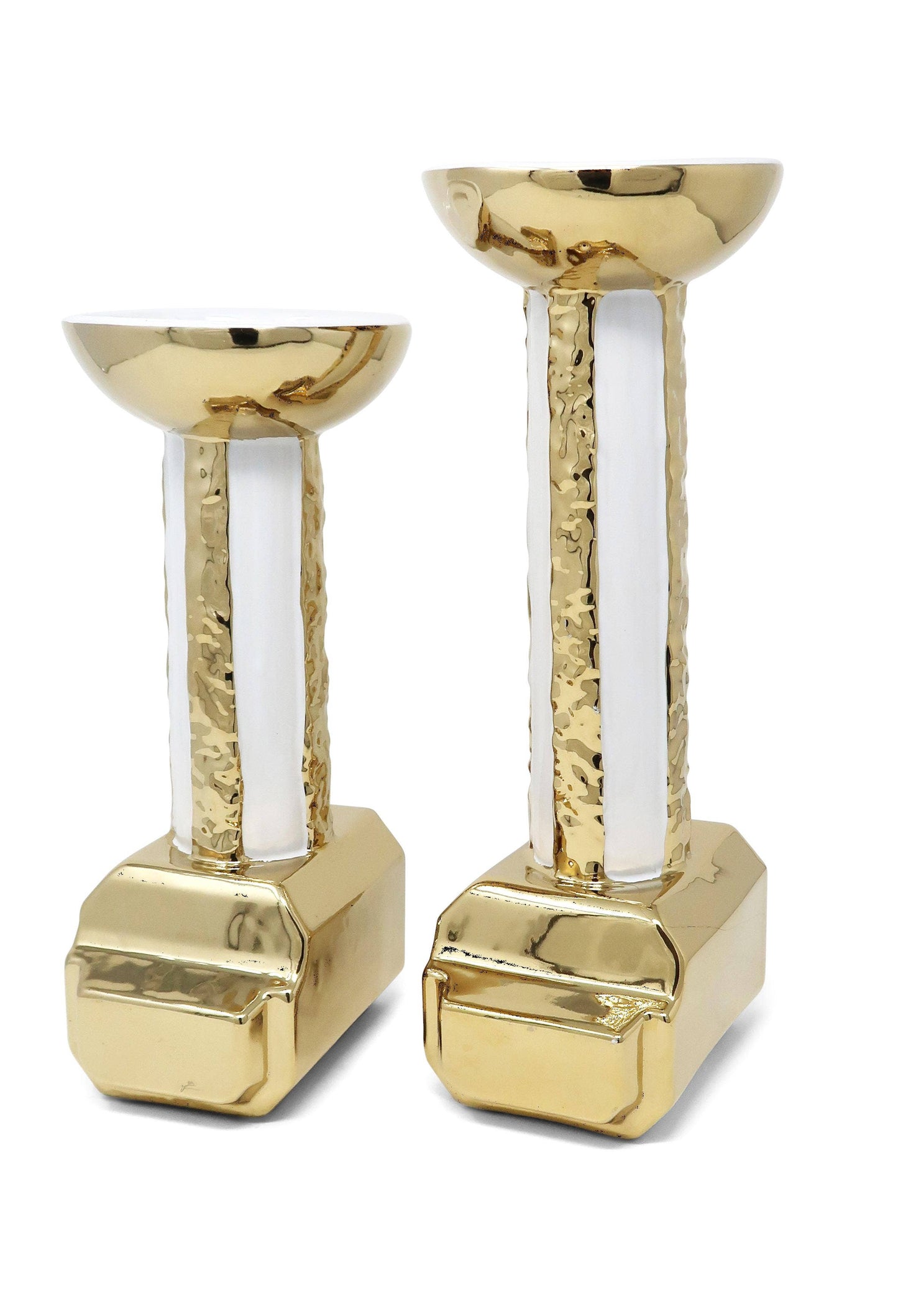Gold and White Candle Holder Stand: Large
