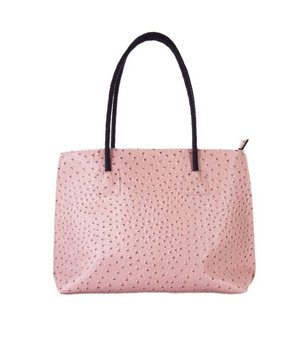 Lightweight Ostrich Zippered Tote Bag: Camel