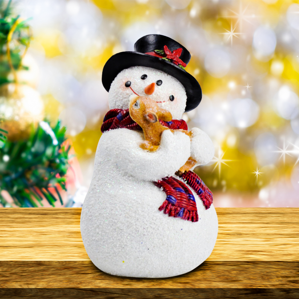 Enchanting Snowman and Fawn Home Holiday Decoration