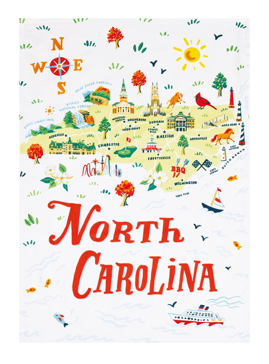 North Carolina Printed Kitchen Towel - Angela Staehling
