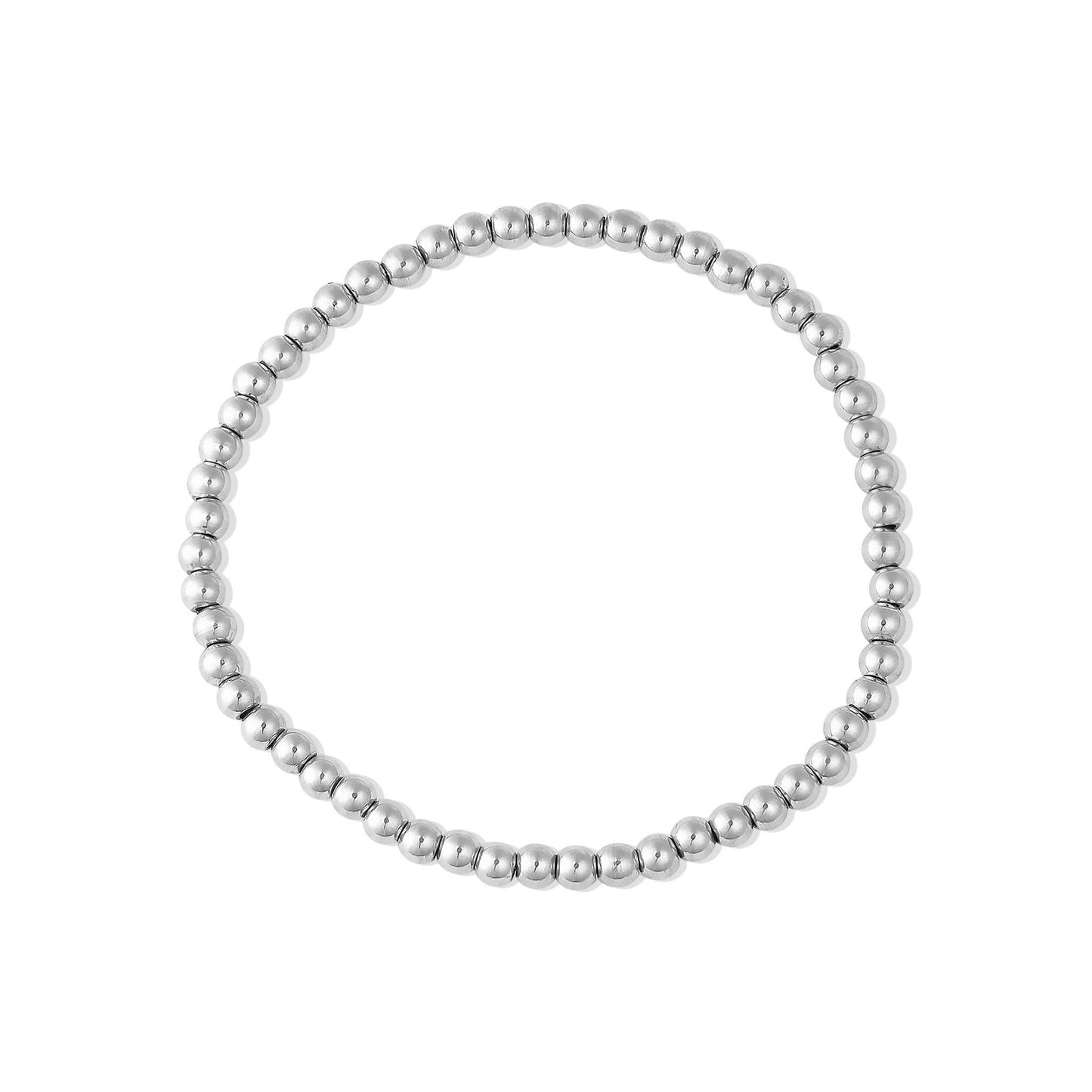 Stainless Steel Metal Bead Stretch Bracelet: 5mm