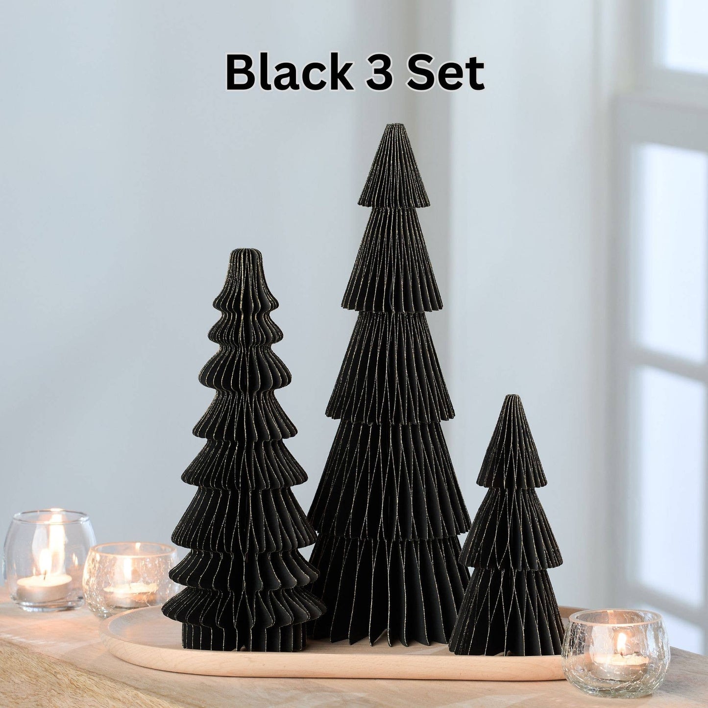 Honeycomb trees, vintage folding paper, Christmas, Winter: Set 3 Ivory