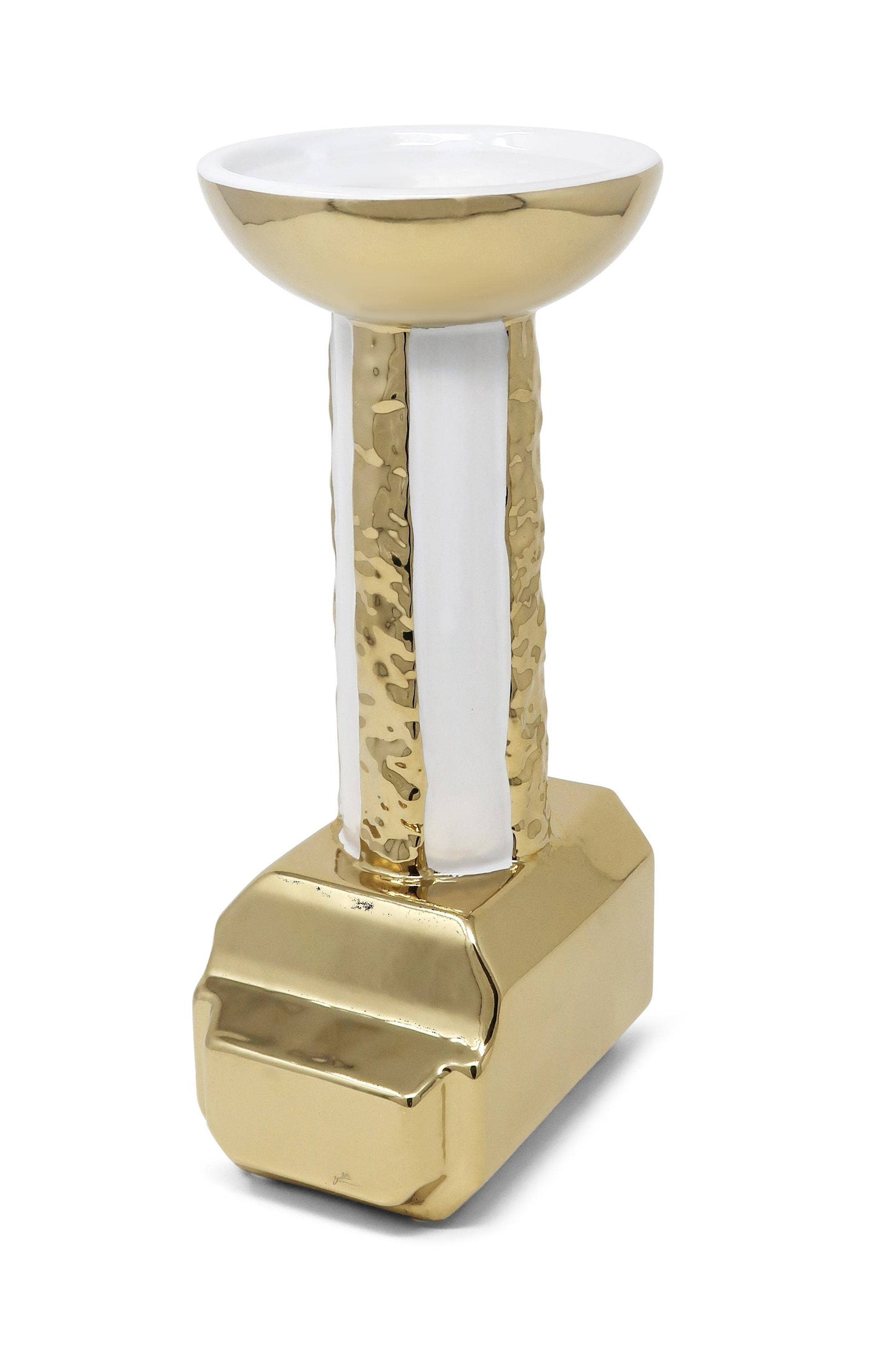 Gold and White Candle Holder Stand: Medium