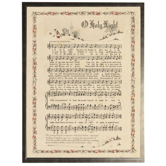 O Holy Night with border Hymn in a pewter frame: 12" X 16"