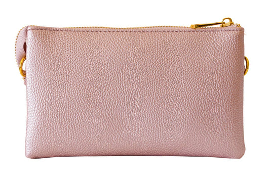 Stylish Lightweight Crossbody Organizer Bag: Metallic Pink