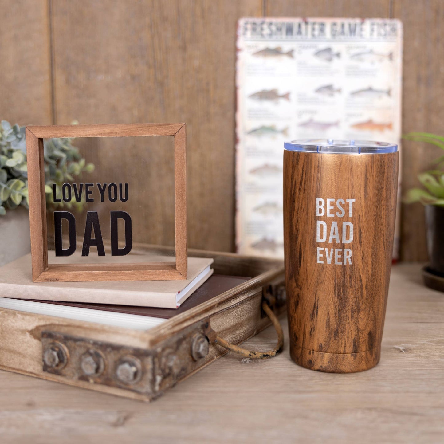 Love You Dad - 5" x 5" Wood Framed Glass Plaques
