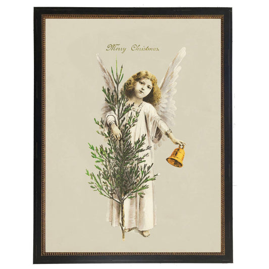 Framed vintage Christmas angel: Black With Bead 1300-905 U / 8" X 10"