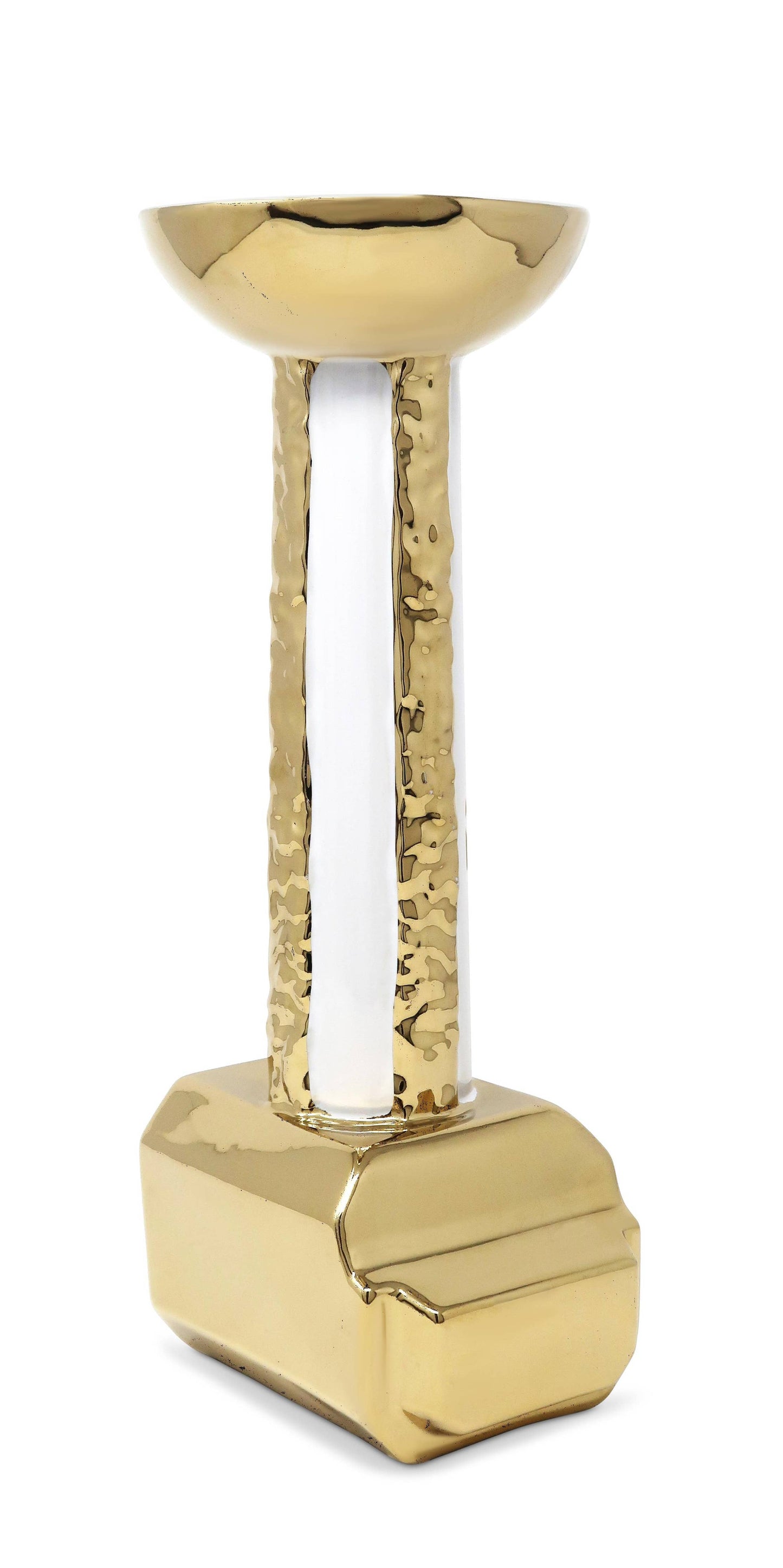 Gold and White Candle Holder Stand: Large