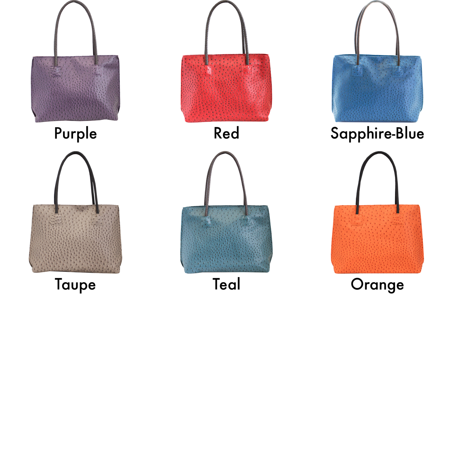 Lightweight Ostrich Zippered Tote Bag: Camel