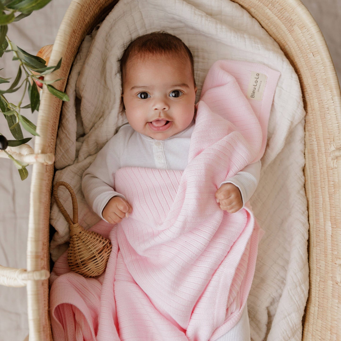 NEW! 100% Luxury Organic Cotton Ribbed Baby Swaddle Blanket: Sky Blue