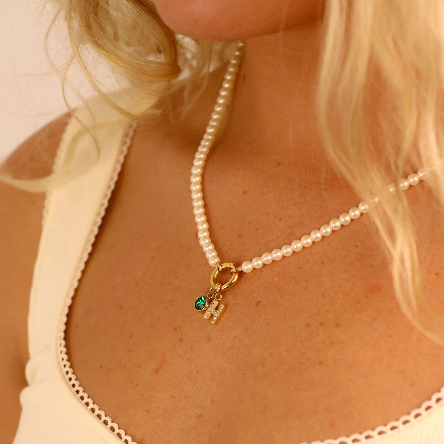 Pearl Charm Keeper Necklace: Kiska / Gold