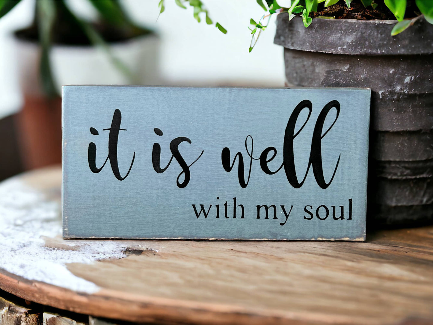 It is Well With My Soul - Rustic Wood Sign Faith Decor: Natural Linen