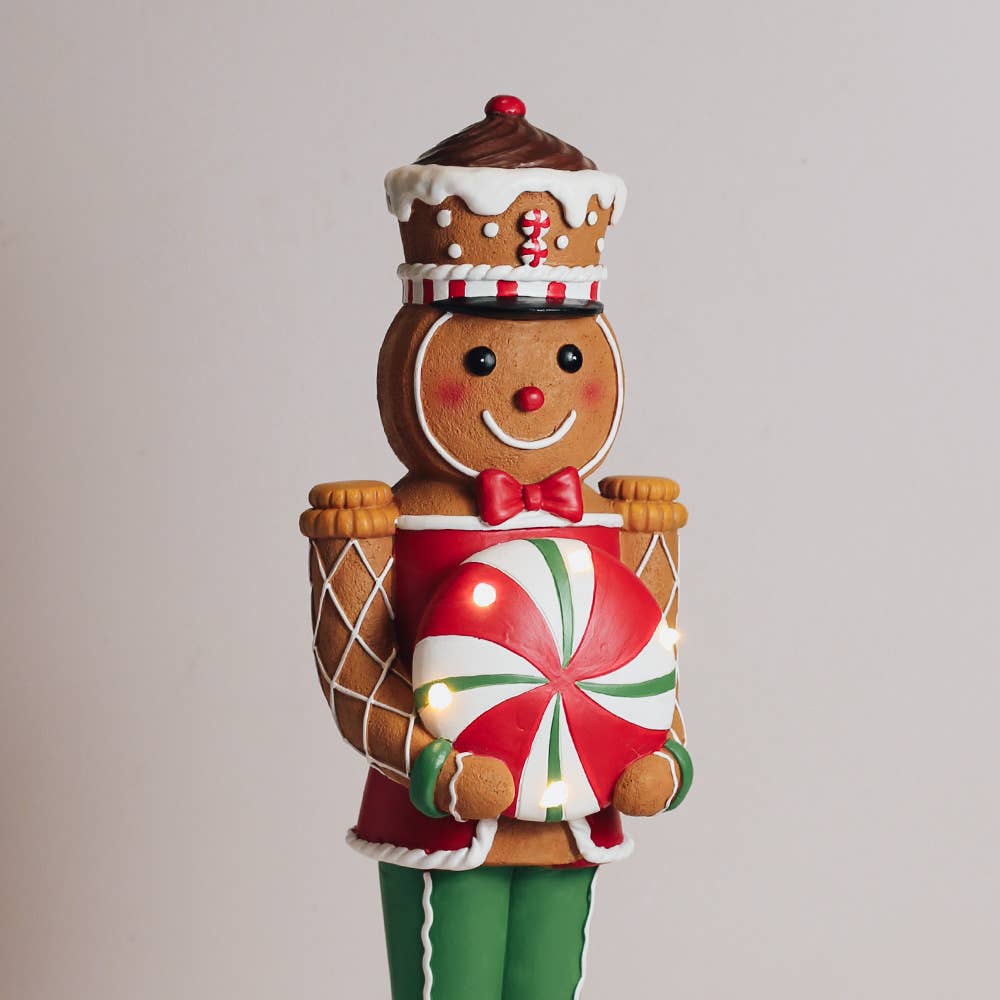 Peppermint Gingerbread Man with LED Lights