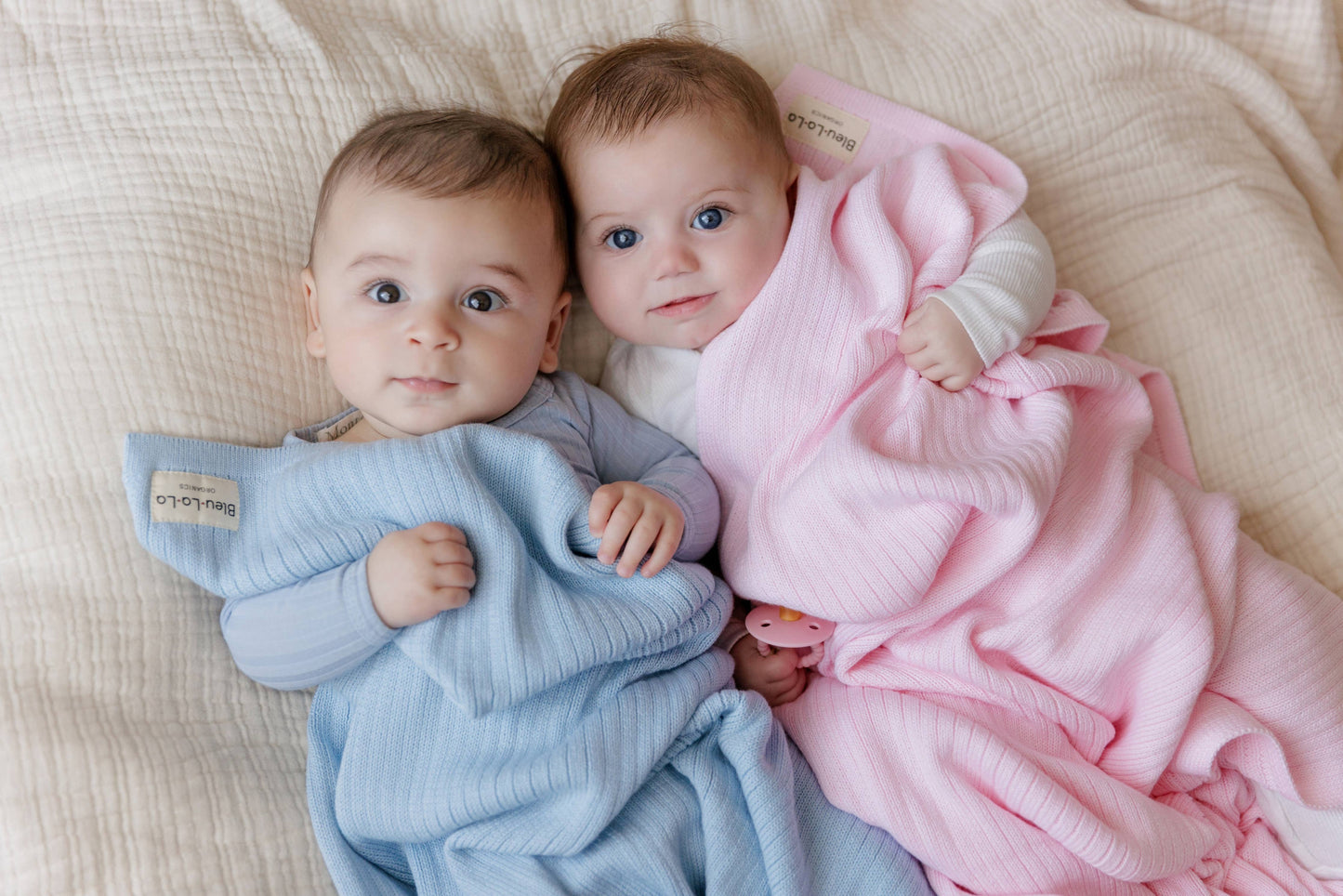 NEW! 100% Luxury Organic Cotton Ribbed Baby Swaddle Blanket: Sky Blue