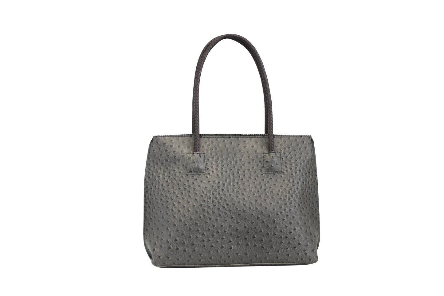 Lightweight Ostrich Zippered Tote Bag: Camel