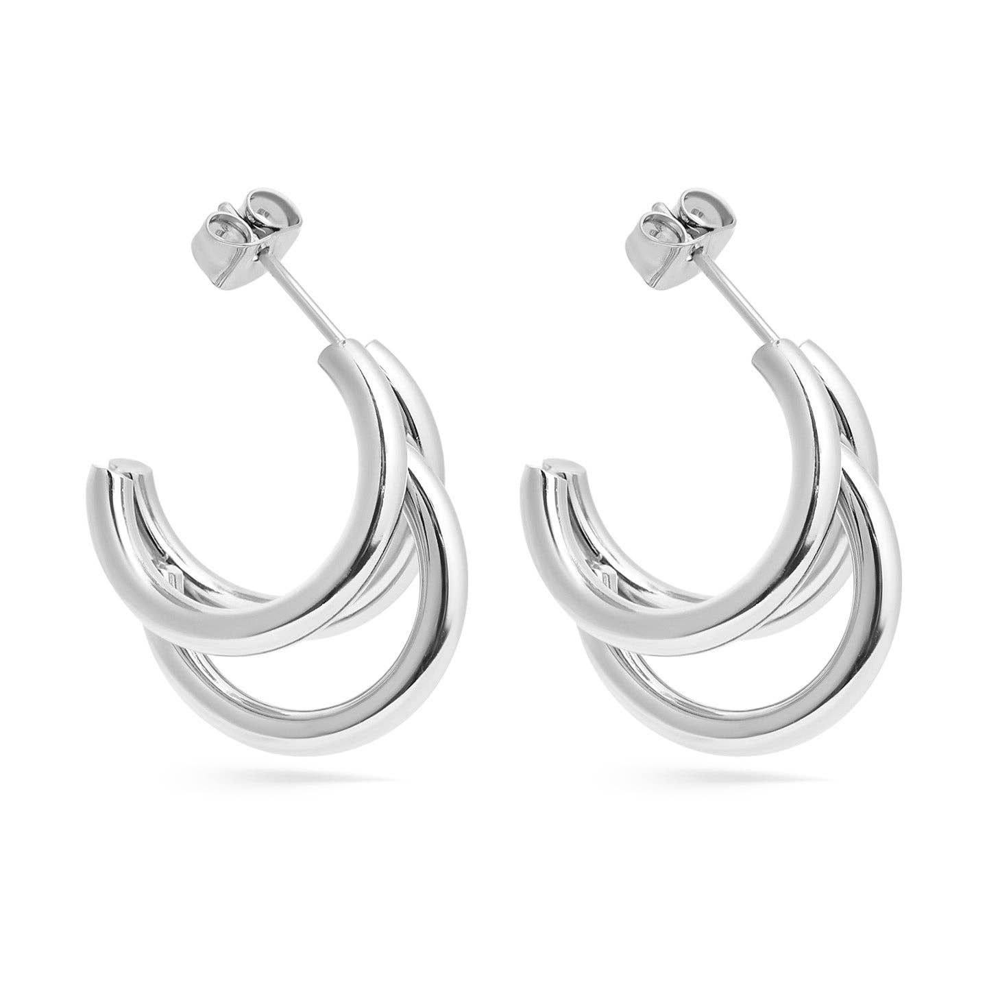 18K Gold PVD Stainless Steel Statement Huggie Hoop Earrings / ERJ0038: Gold / 19mm