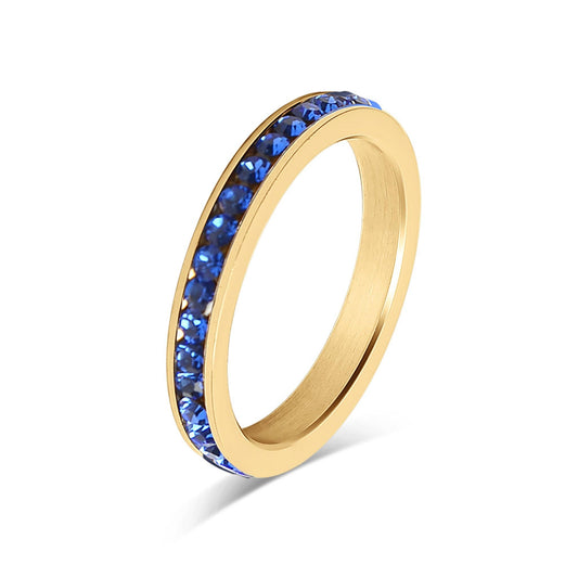 18K Gold PVD CZ Eternity Stainless Steel Ring: September / 6