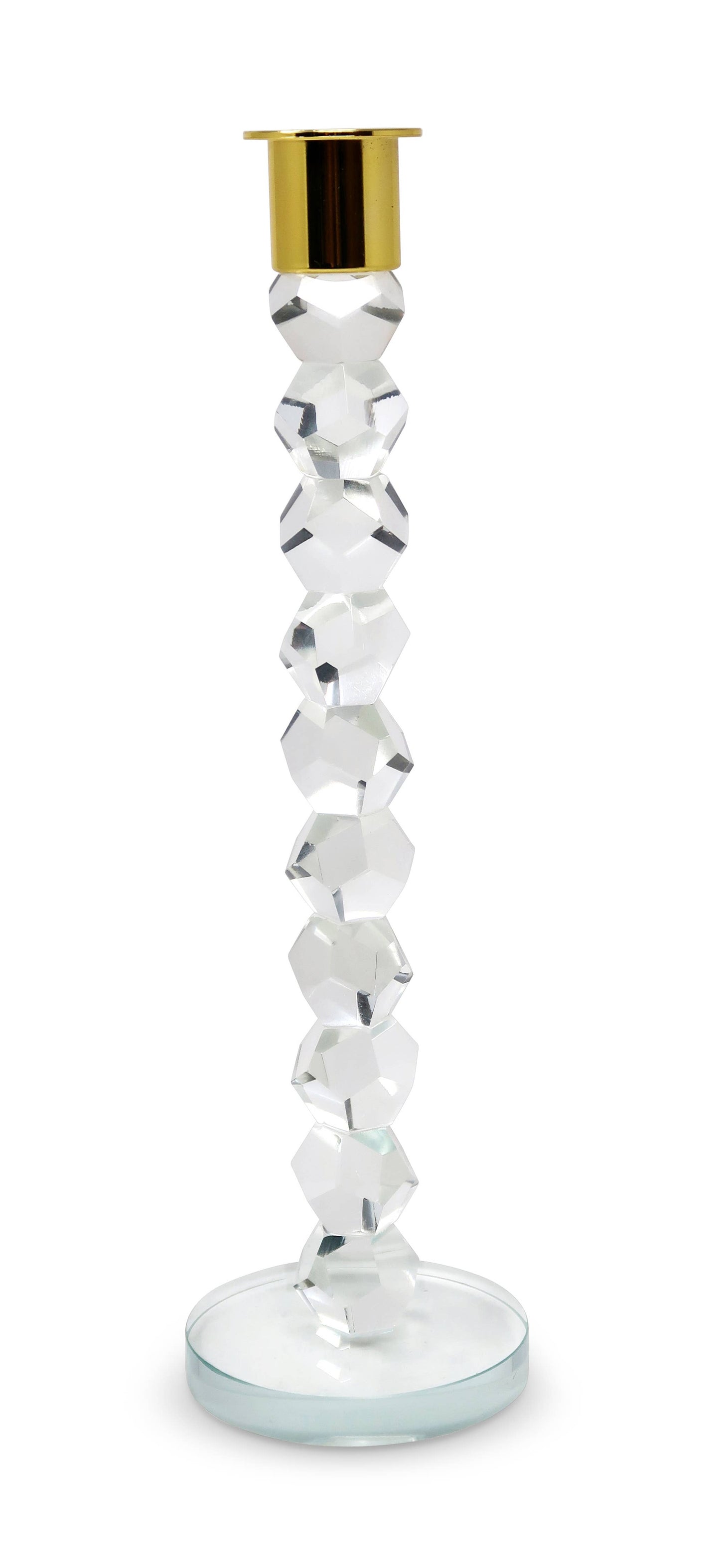 Crystal Dimensional Candlestick w Silver/Gold Tip (2 Sizes): Gold / Large