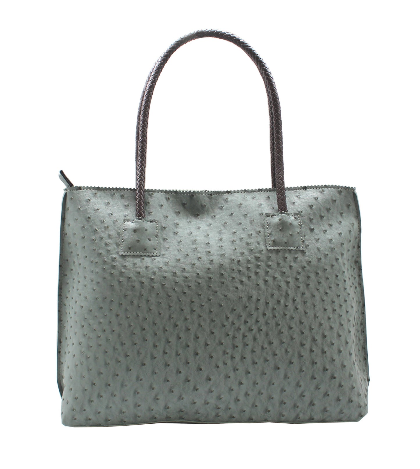 Lightweight Ostrich Zippered Tote Bag: Camel
