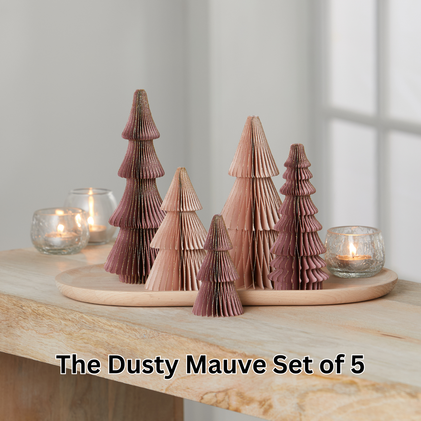 Honeycomb trees, vintage folding paper, Christmas, Winter: Set 3 Olive