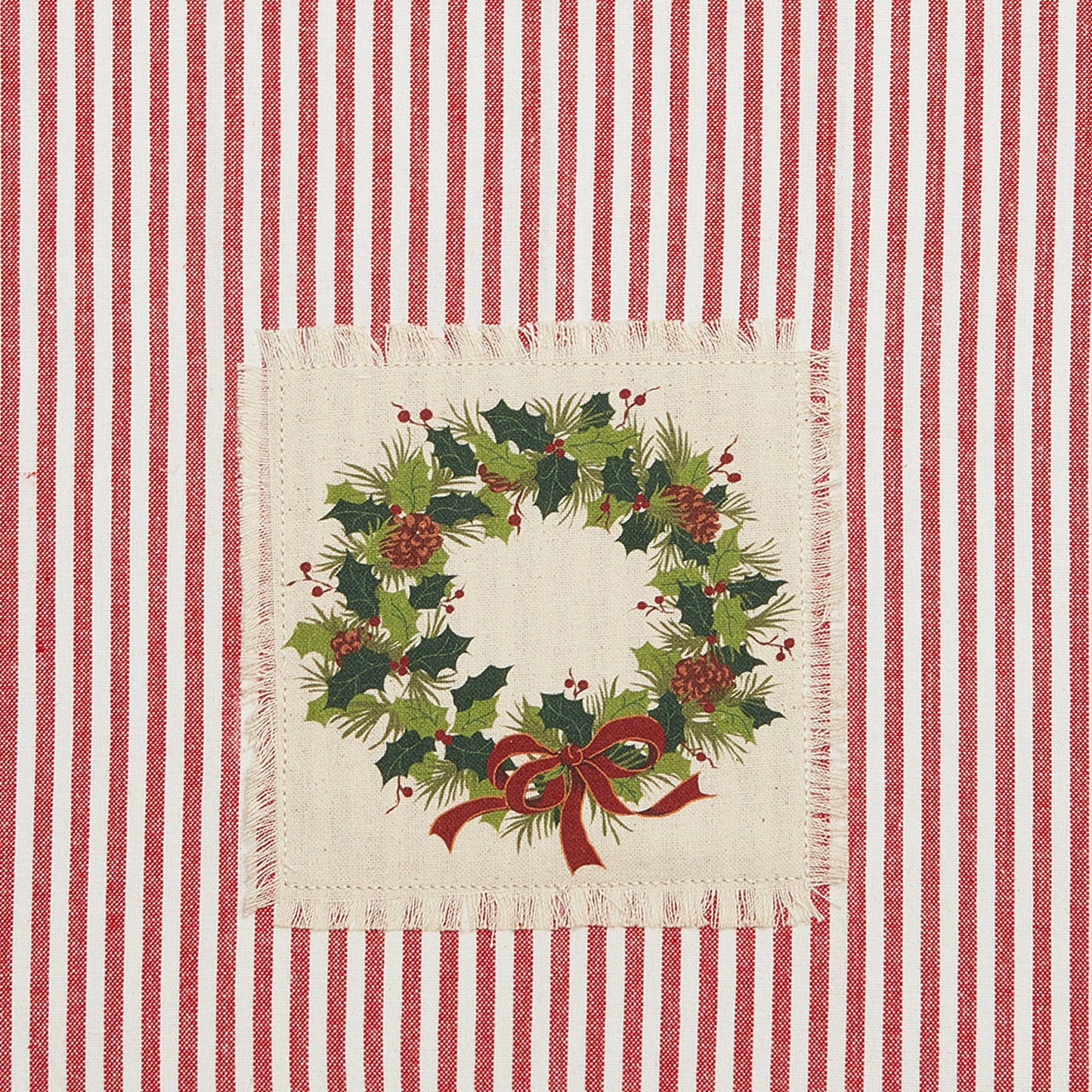 Holiday Patch Stripe Wreath Kitchen Towel