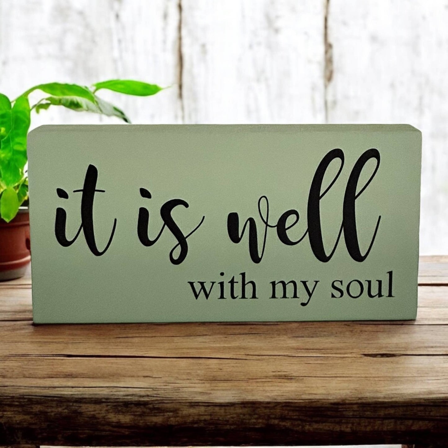 It is Well With My Soul - Rustic Wood Sign Faith Decor: Natural Linen