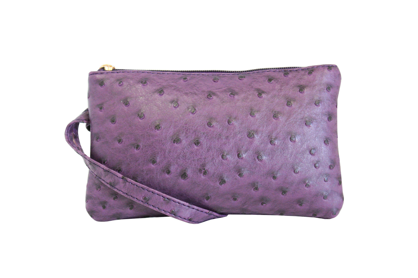 Vibrant Ostrich Wristlet: Camel